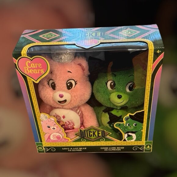Wicked X Care Bears PLUSH SE T of 2 Love-a-Lot Glinda & Good Luck Elphaba NEW - Picture 4 of 7